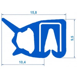 Siliconen klemprofiel blauw met kraal | FDA keurmerk | 15,8 x 9,5 mm | klembereik 2,0 - 2,5 mm