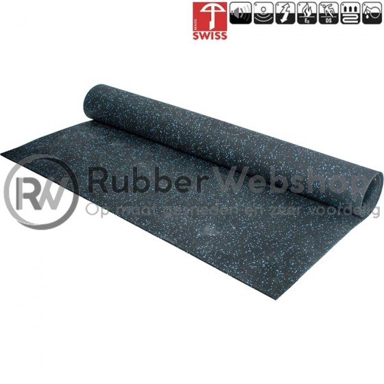 behalve voor rand Paar Hi-Tech Rubber vloer op rol | Breedte 125cm | Kleur: Zwart/Blauw