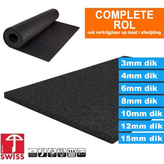Granulaat rubber vloer - breed (kies dikte) - Complete rol