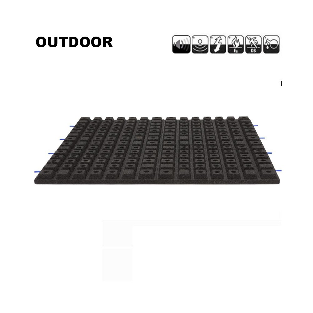 Sportvloer Rubber Tegel Outdoor ZWART 100cm X 100cm 4 3cm Dik