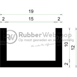 Volrubber U Profiel | binnenmaat 15mm | hoogte 12mm | dikte 2mm