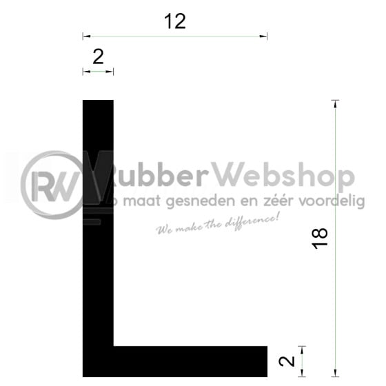 Rubber Hoekprofiel | 18x12mm