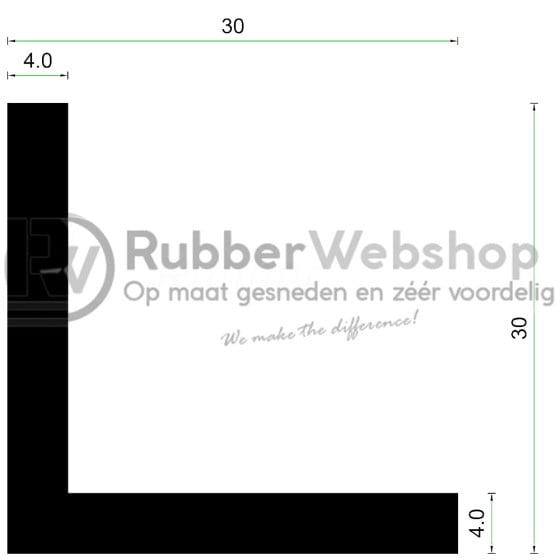 Rubber Hoekprofiel 30x30mm